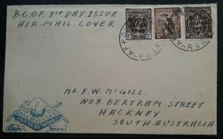 Rare 1947 Australia 3 X Bcof Japan 1946 O/p Stamps On Fdc To South Australia