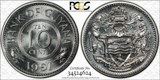 1991 Guyana 10 Cent Pcgs Sp67 - Extremely Rare Kings Norton Proof