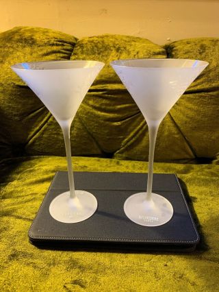 Rare Belvedere Vodka James Bond Spectre 007 Set Of 2 Frosted Martini Glasses
