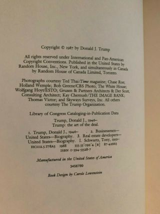 RARE FIRST EDITION 1987 DONALD TRUMP THE ART OF THE DEAL 3