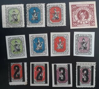 Rare C.  1890 Germany 12 Local Stadt Post Essen Private Postage Stamps
