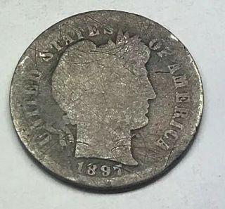 1897 S Barber Silver Dime 10c Better San Francisco Date Coin Rare Scarce