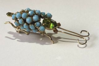 Rare Signed Schreiner York Bug Insect Brooch Pin Turquoise High End