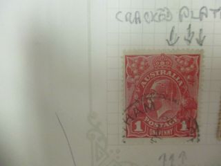 Kgv Stamps: 1d Red Cracked Plate - Rare (f225)