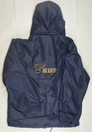 Rare Vtg Ocean St.  Louis Blues Zip Hood Fleece Lined Windbreaker Jacket 90s Xl