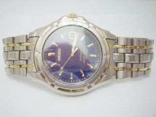 Seiko Blue Titanium Sapphire Crystal Rare Vintage Watch 7n42 - 8140 A4 Wristwatch