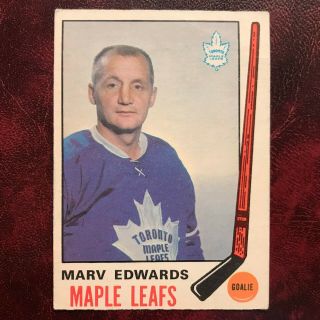 1969 - 70 O - Pee - Chee Opc Set Marv Edwards Rookie Rare 185 Maple Leafs - Vg - Ex