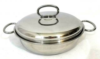 Aeternum Inox 18/10 Stainless Steel Italy 10 " Casserole Pan W/dome Lid Rare