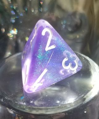 Chessex Borealis Purple Dice Old Glitter Material Rare 1d4 Four Sided Die Og