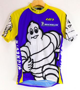 Louis Garneau Lg Michelin Man Cycling Jersey Half Zip Shirt Rare Men 