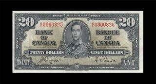 1937 Bank Of Canada Kgvi $20 Coyne & Towers " Rare " ( (aunc/unc))