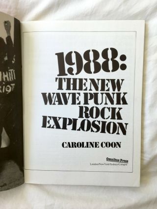 1988 - THE PUNK ROCK EXPLOSION by CAROLINE COON - - RARE 2
