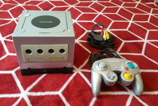 Nintendo Gamecube Platinum Silver Console System With Gameboy Player Rare