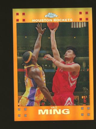 2007 - 2008 Topps Chrome 11 Orange Refractor Yao Ming Rockets Rare Sp 186/199