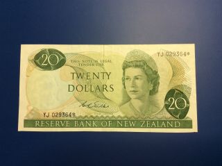 Rare Zealand Replacement Star $20 Wilks Banknote - Yj 029364 - Vf