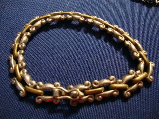 Old Pawn Rare Artisan Gold And Sterling Silver Big Chunky Bracelet