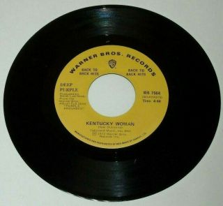 Deep Purple Kentucky Woman/ Hush Rare Canada Only Gold Label 45