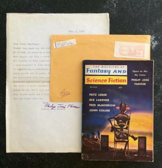 Philip Jose Farmer - Rare Signed Book And Letter,  1970