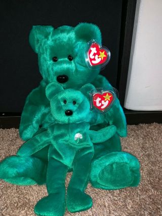 Rare 1997 " Erin " Ty Beanie Baby Set With Tag Error