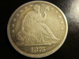 1875 - S San Francisco Silver Seated Half Dollar " Rare "