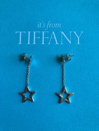 Authentic Tiffany & Co Sterling Silver Star Drop Earrings - Gorgeous Rare