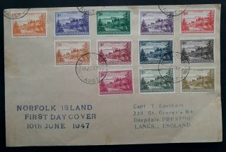 Rare 1948 Norfolk Island Regstd Cover Ties 12 Ball Bay Stamps To England