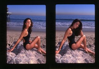 Vintage Baywatch Rare Alecia Guzman Actress Model Sexy 2 Slides 35mm Brunette