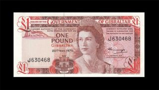 1975 Government Of Gibraltar Qeii 1 Pound Rare Date ( (gem Unc))