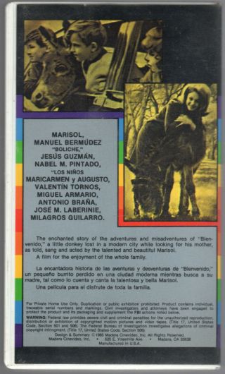 La historia de Bienvenido (1964) MARISOL donkey story Madera CineVideo VHS RARE 2