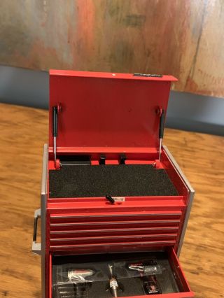 Rare Snap On Red Mini Micro Chest Tool Box Wheels Crown Premiums With Tools 3