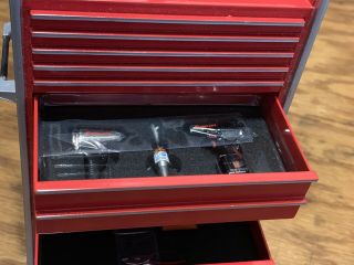 Rare Snap On Red Mini Micro Chest Tool Box Wheels Crown Premiums With Tools 4