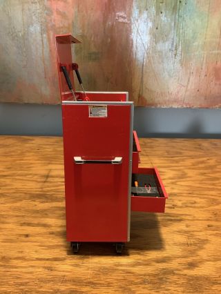 Rare Snap On Red Mini Micro Chest Tool Box Wheels Crown Premiums With Tools 6