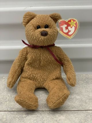 Ty Beanie Baby " Curly " Bear Retired With Tag Errors Rare