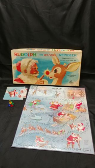Rare Rudolph The Red Nosed Reindeer Santa Board Game Cadaco 1977 Vintage