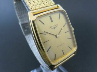 Rare Design Longines Quartz Watch 18k Gold Plated Swiss Made [6249]
