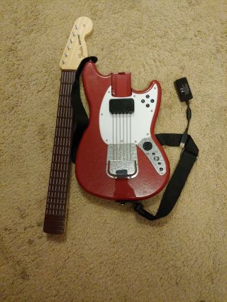 Rock Band 3 Fender Mustang Pro Guitar Playstation 3 Ps3 With Dongle Rare