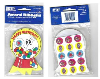 Ctp 1051 Vintage Bubblegum Award Ribbons And Stickers Rare Scratch And Sniff Ctp