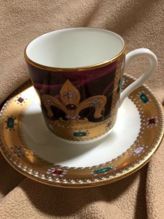 Rare Historic Royal Palaces Hrp Purple Gold Fleur De Lys Cup & Saucer England