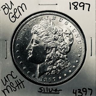 1897 Bu Gem Morgan Silver Dollar Unc Ms,  U.  S.  Rare Coin 4397