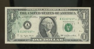 Error Partial Back On Front Star Note 1977 Rare A01307237 Federal Reserve