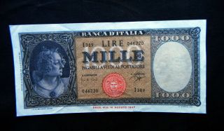 1961 Italy Rare Banknote 1000 Lire Xf,  /aunc Medusa