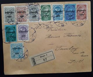 Rare 1921 Austria Registd Cover Ties 10stamps With Hochwasser 1920 O/ps Cd Steyr