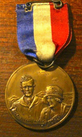 Rare 1927 Medal - - - Charles Lindbergh & Mother City Tour
