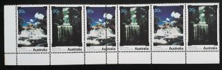 Rare 1978 Australia Strip 6x20c National Park Stamps - Double Vertical Perfs