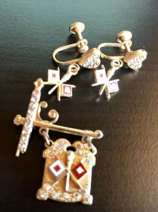 RARE Signal Corp Sweetheart Earrings & Matching Pin from HONG KONG 6