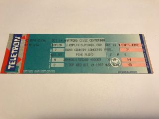 Rare Pink Floyd 10/14/1987 Ticket Hartford Civic Center