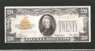 Rare Solid A Block 1928 $20 Gold Note