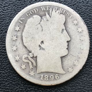 1896 S Barber Half Dollar 50c Rare Better Date San Francisco Circulated 16791