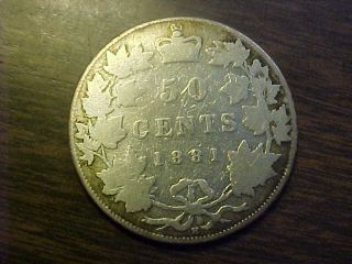 1881 H Canada Half Dollar Fifty Cent Rare Key Date Good Coin
