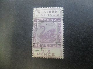 Western Australia Stamps: 6d Swan Revenue - Rare (d180)